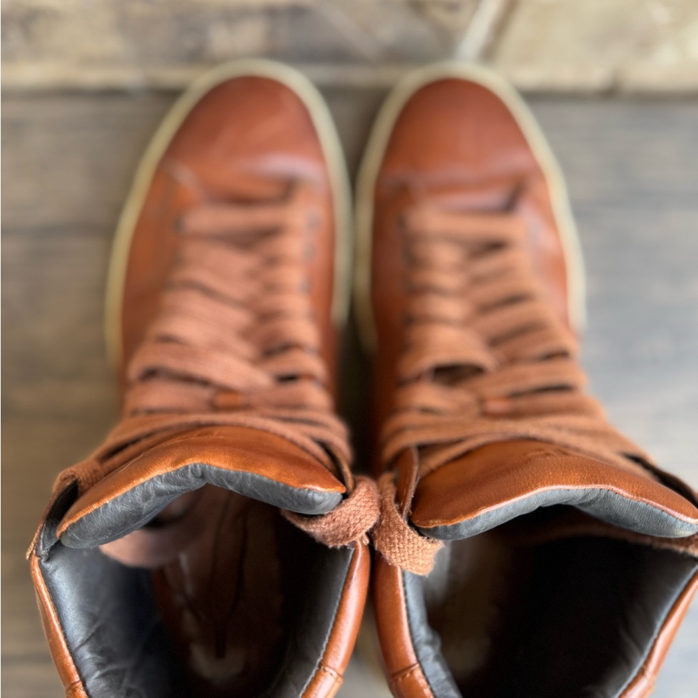 Tom Ford Russell High Top Men's Brown Leather Sneakers size 10 - Picture 4 of 10